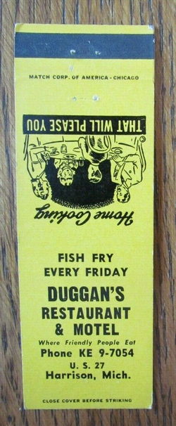 Duggans Restaurant & Motel - Matchbook